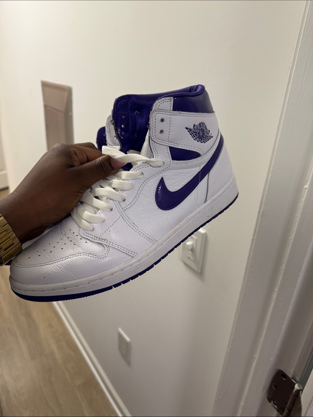 Jordan High Top Sneakers - White & Purple